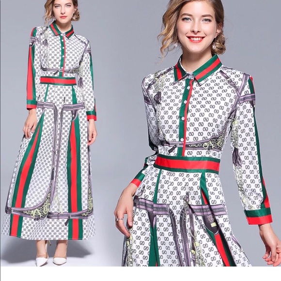 red white green dress